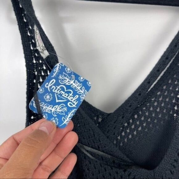 NEW Intimately Free People Black Crochet Knit Strappy Slip Dress Women's Small - Picture 10 of 11